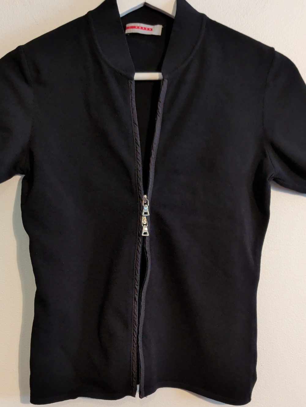 PRADA milano knit short sleeve top with double zipper - size xs / s - Picture 5 of 9